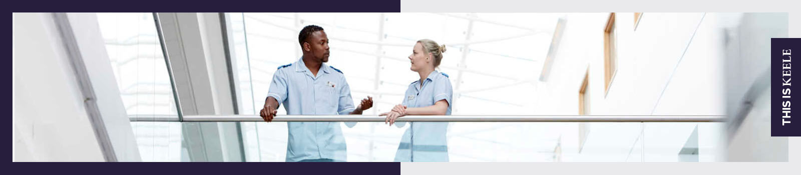 healthcare students talking on campus 