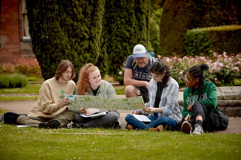 Student on biology fieldwork at Keele