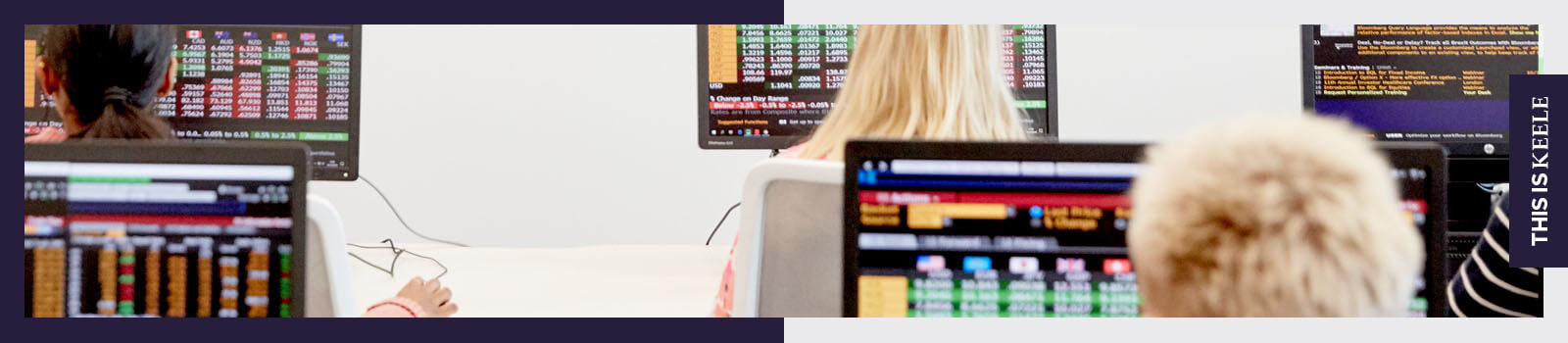 Students in the Bloomberg lab at Keele Business School