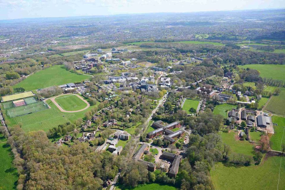 Aerial campus shot.