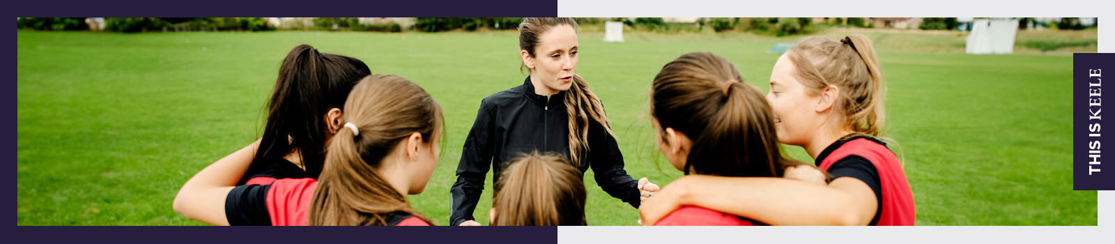Sports team talking to their coach 