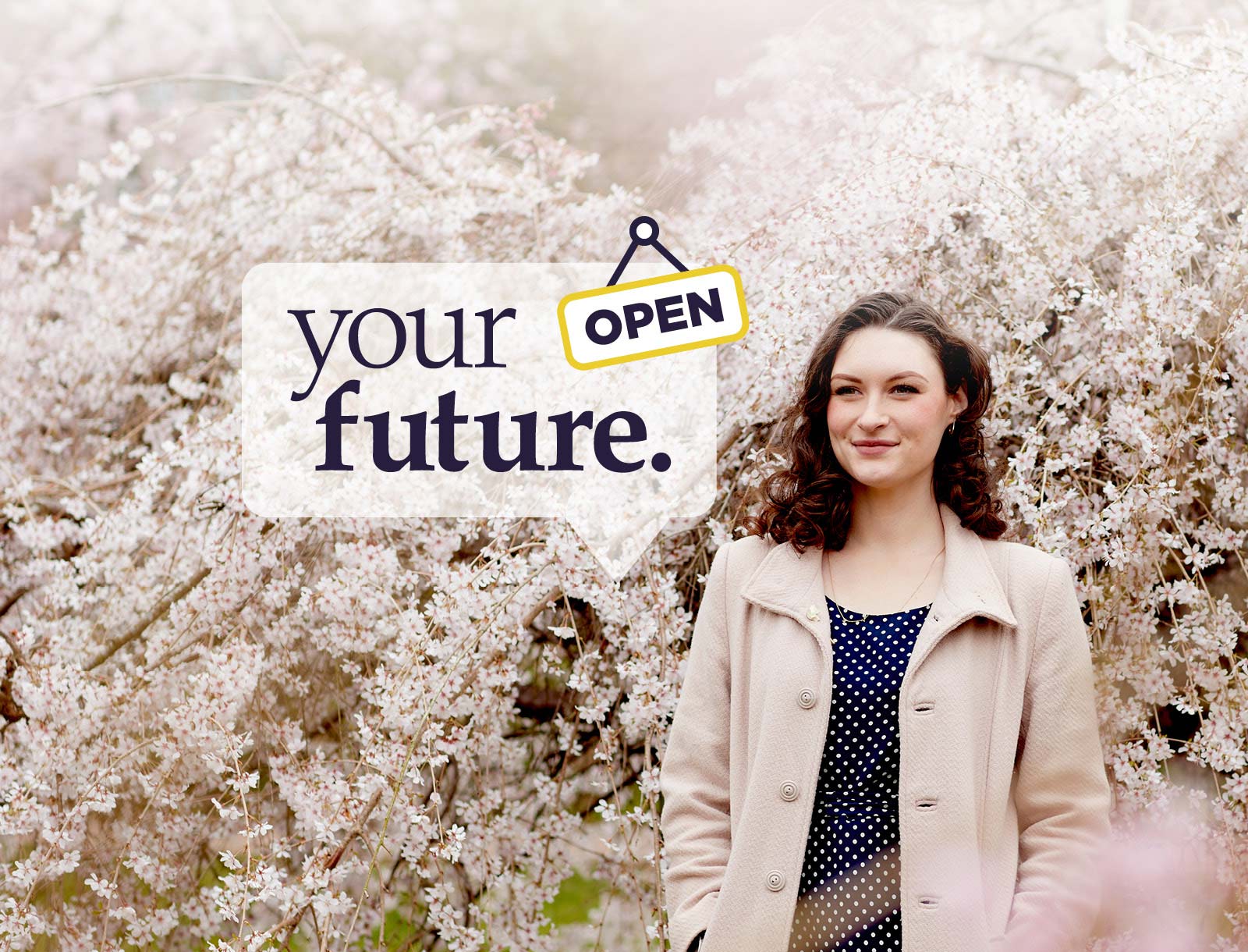 Students with cherry blossoms