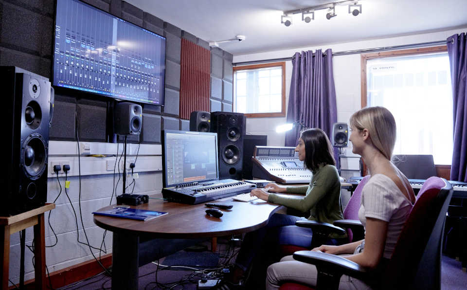 Music production students at Keele University