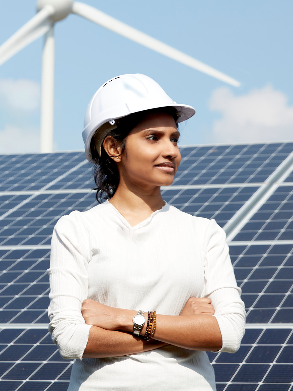 Woman with hard hat
