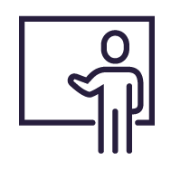 Speaker in front of a screen